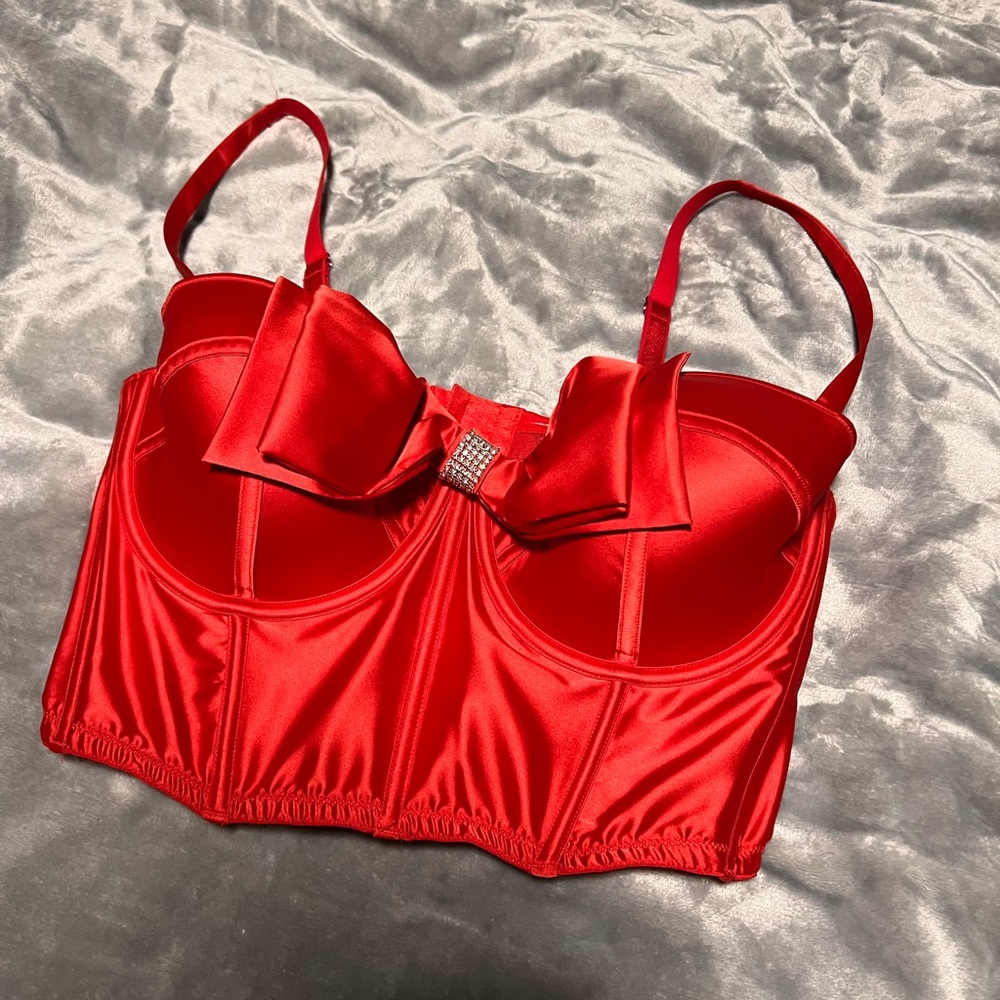 Victoria Secret Red Silk Corset Top
